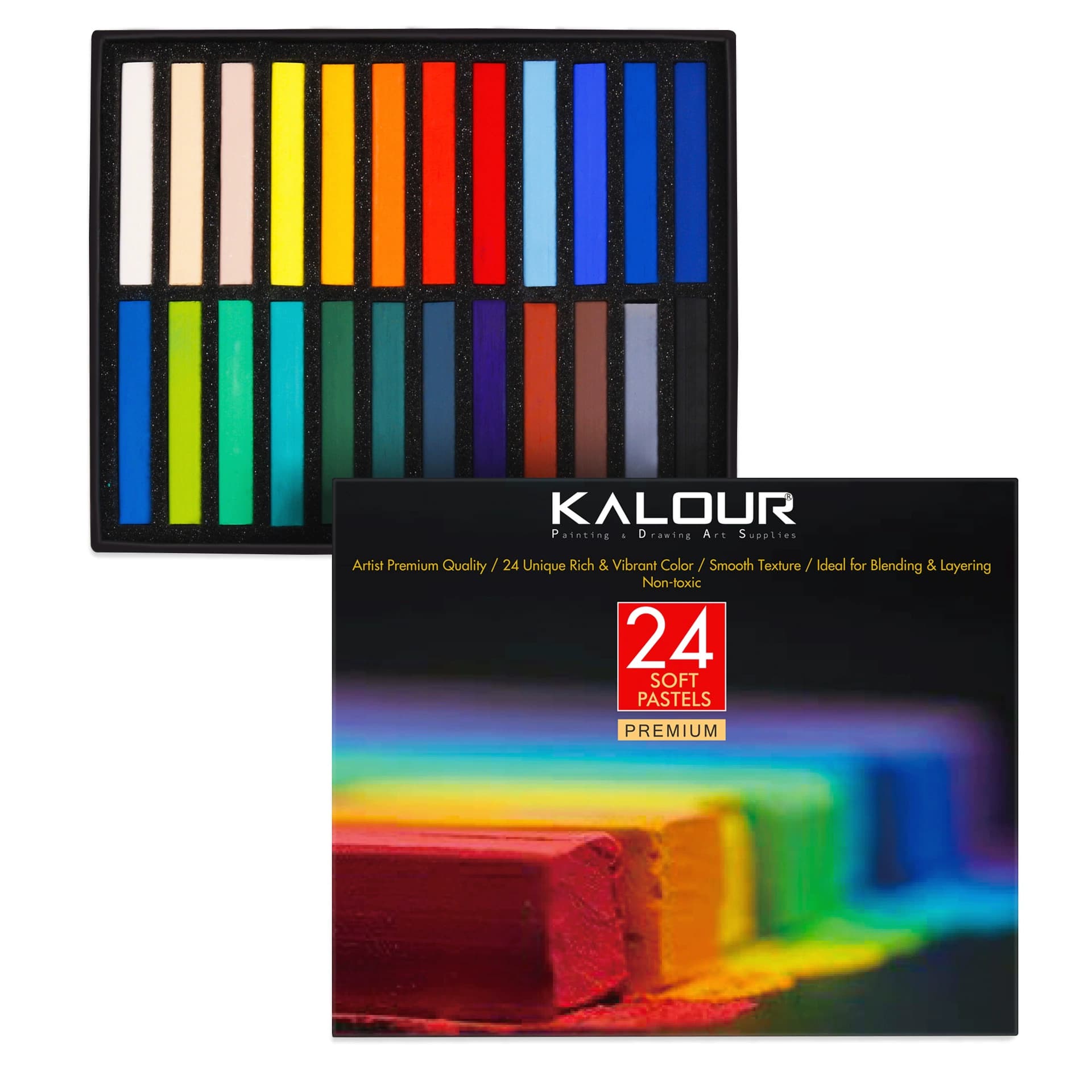 KALOUR KL-24SP — Barras de Pastel Seco para Desenho Artístico com 24 Cores